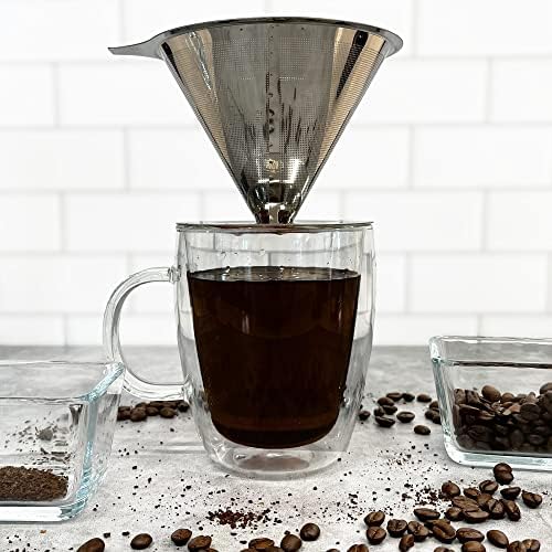 The London Sip Stainless Steel Coffee Dripper Pour Over Coffee Maker, Coffee Slow Brewing Accessories for Home, 1-4 Cup (Pack of 2) - Image 2