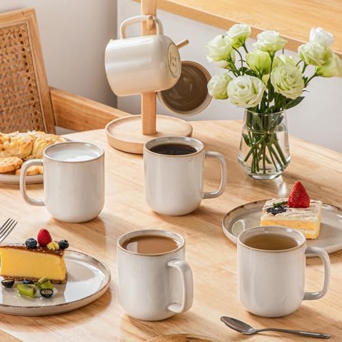 vancasso 16 oz Coffee Mugs Set of 6, Large Ceramic Mug with Handle, Unique Glaze Coffee Cups for Latte, Cappuccino & Hot Cocoa, Dishwasher & Microwave Safe, Beige, Series PLAYA - Image 5