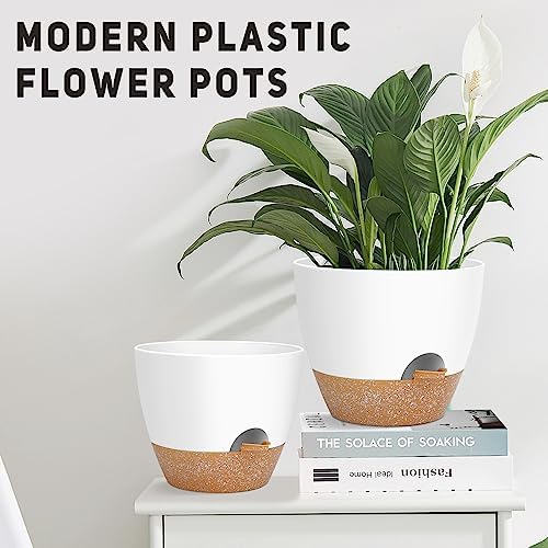 YNNICO 12" 10" 9" Large Self Watering Plant Pots for Indoor Outdoor Plants - Image 3