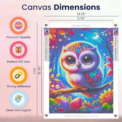 Night Owl Diamond Art Kit for Adults 5D Bird Wall Decor Round Drill 12x16 - Image 4