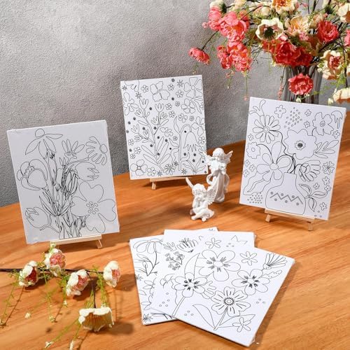 Sherr 75 Pcs 15 Set Floral Pre Drawn Canvas Kit for Painting Craft Sip - Image 6