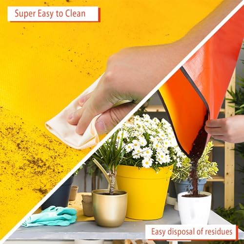 Repotting Mat for Indoor Plant Transplanting and Potting Soil Mess Control Portable Succulent Planting Potting Tray Gardening Gifts for Women Men Plant Lover Gifts (Orange 27" x 27") - Image 6