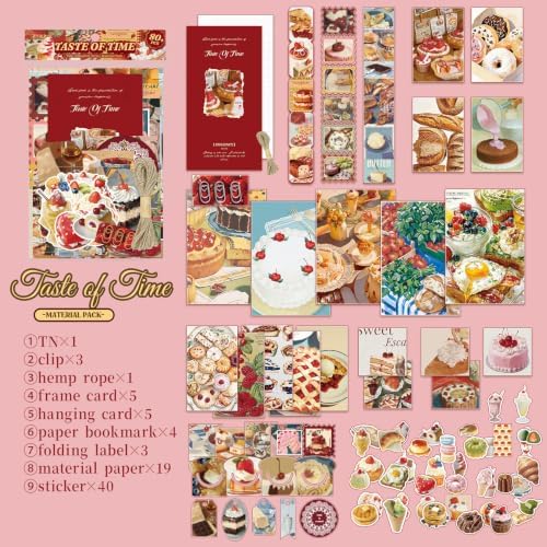 Qudarrso Vintage Junk Journal Stickers Kit, Retro Food Theme Scrapbook Supplies, Ephemera Decorative Accessories, European Style DIY Craft Supplies for Adults Scrapbooking, DIY Craft Supplies - Image 3
