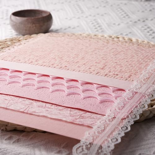 15Pcs Handmade Scrapbook Art Craft Textured Paper Colorful A5 sheet Mesh Special Paper Mix for Scrapbooking Junk Journal Journaling Supplies DIY Materials,5.8x8.2 inches (Pink) - Image 6