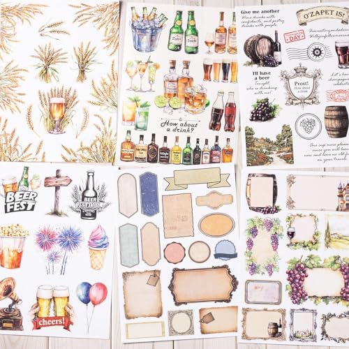 YagCu Bubble Feast Scrapbook Stickers, 20 Sheets Journaling Sticker, Junk Journal Supplies, Pre-Cut Aesthetic Scrapbooking for Adults, Decorative Ephemera Bullet Planner DIY Arts Craft Collage - Image 6