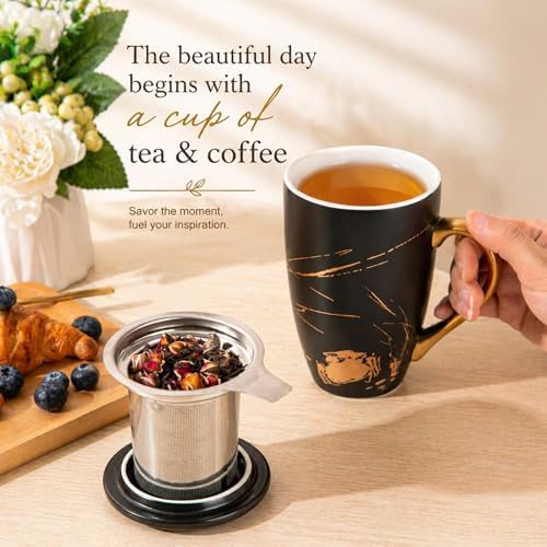 AmorArc Tea Cup With Infuser and Lid, 18oz Loose Leaf Tea Mug With Steeper - Image 4