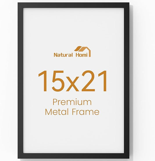 15x21 Aluminum Metal Picture Frame,Tempered Glass Black 15 x 21 Poster Frame for Puzzles Photos or Artwork for Wall Gallery Mount Horizontal or Vertical Decor Home,Office,Hotel