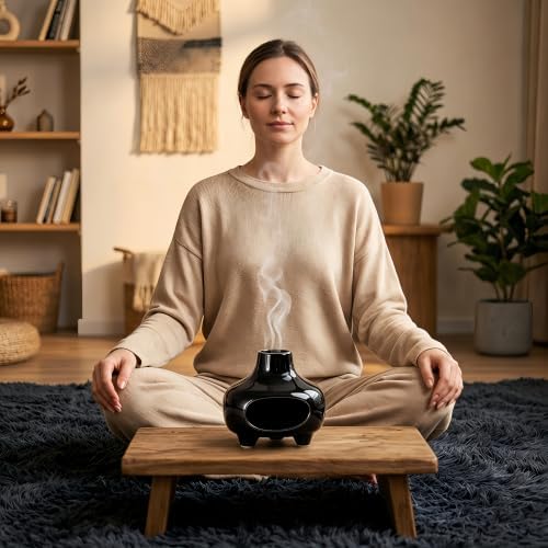 Black Ceramic Palo Santo Burner Cone Incense Holder for Wood Sticks - Image 4