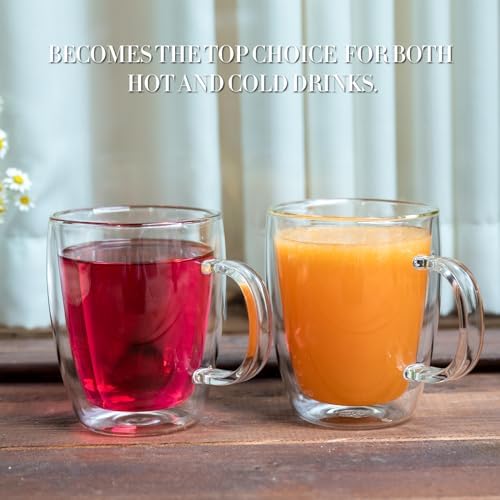 YUNCANG Double Wall Insulated Coffee Mugs, 16 Ounces - Clear Glass, Cappuccino & Latte Cups, Heat Resistant - Image 7