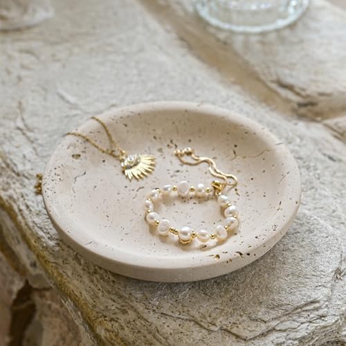 ZSHAWN Natural Beige Travertine Ring Dish Jewelry Tray – 5.5" Trinket Dish - Image 5