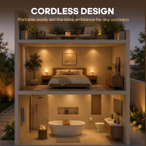 Marble Night Light, Touch Control Rechargeable Table Lamp, 3‑Way Dimmable Cordless LED Bedside Lamp, USB‑C Charging Natural Stone Decor Lamp for Bedroom Desk Shelf, Home Gift - Image 6