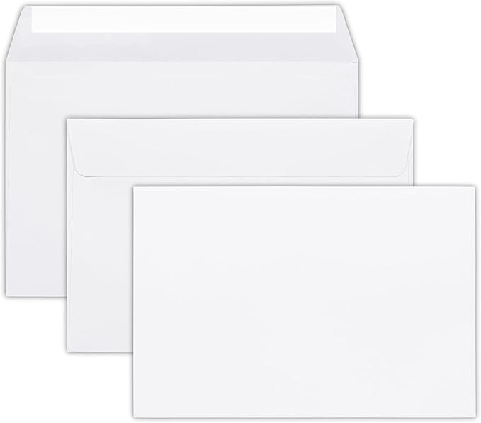 6x9 Booklet Envelopes - 50 pack - Mailing Envelopes Self Seal - White Letter Envelopes with Peel & Seal Closure - Open-Side 6x9 - Plain White 28 lb Paper for Business and Personal Use
