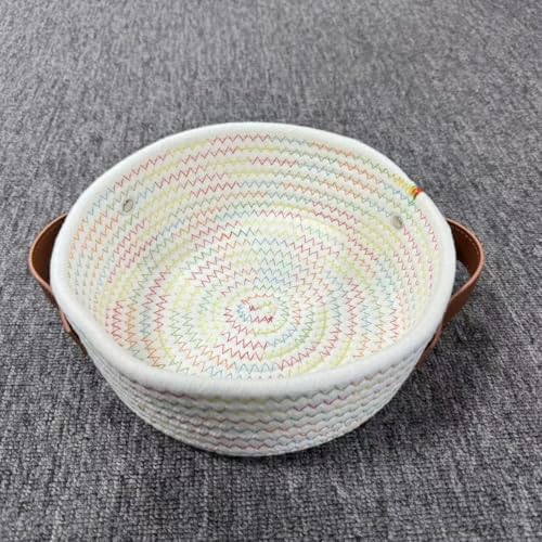 ABenkle Small Storage Basket, Mini Cotton Rope Storage Bin, Cute Tiny Shelf Baskets, Boho Decorative Toy Organizer for Nursery, Spa, Empty Gift Basket - XS - Image 2