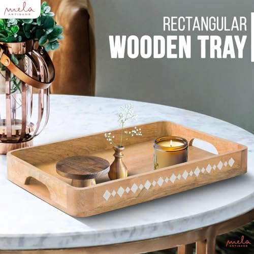 Mela Artisans Rounded Mango Wood Serving Tray - Natural, 15x10 in - Image 2