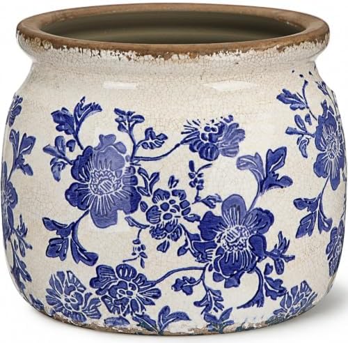 Vintage Planter, Chinoiserie Ceramic Plant Pot with Drainage Hole by Unknown