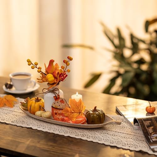 Hanobe Leaf Wooden Decorative Tray, Wood Key Bowl for Entryway Table Decor - Image 2