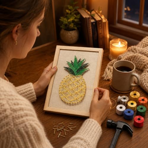 RM Studio DIY Pineapple String Art Kit with All Necessary Accessories and Frame for Kids Students, Adult Crafts Kit, Home Wall Decorations Unique Gift - Image 3