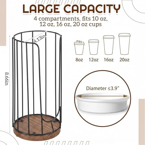 Geelin 18oz Adjustable Coffee Cup Dispenser with Wooden Base - Image 2