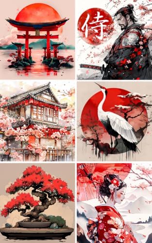 LuwoArte 6 Pack Diamond Painting Kits for Adults – Japanese Style Diamond Art Kits – Full Drill DIY Paint Gem Art for Adults – Brilliant 5D Diamond Painting Kit – Relaxing Craft for Home Wall Décor by LuwoArte