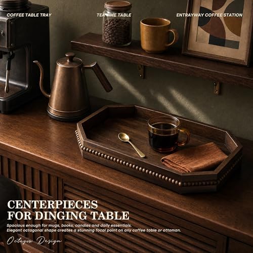EOSAHR Acacia Wood Decorative Tray: Serving Tray for Table Decor,Dark Brown - Image 5