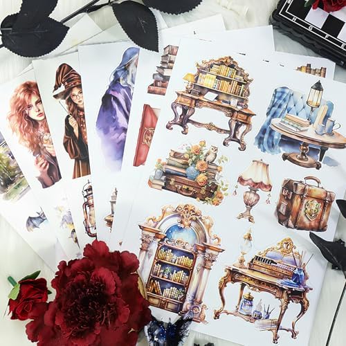 Snycler Sticker Book - 20 Sheets Vintage PET Stickers for Scrapbooking, Junk Journaling, Ephemera, and Decorative Crafts-The Secrets of Wizards - Image 4