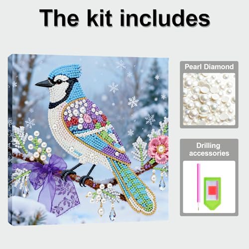 LQCrafK DIY 3D Pearl Art Painting Handcraft Kit for Adults Beginners, Home Wall Decoration, Creative Design Framed Painting with Tools-Blue Raven - Image 7