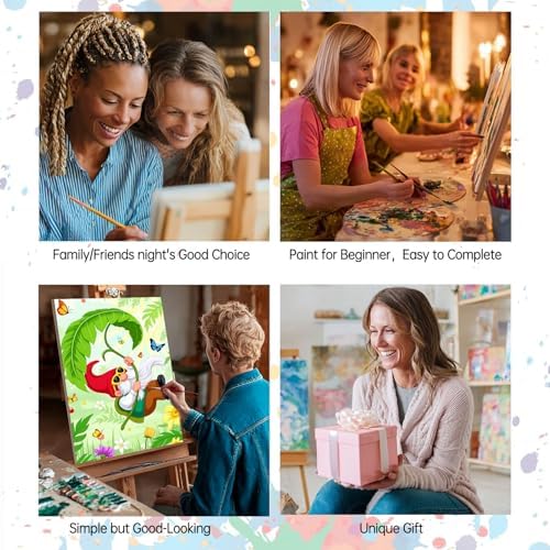 Tucocoo 6 Pack Gnome Paint by Numbers Kits 8x12 inch Seasonal Gnome Scenery Painting for Adults Beginner DIY Oil Acrylic Pigment Dwarf in Spring Summer Drawing Paintwork Sets for Friends/Family Night - Image 6