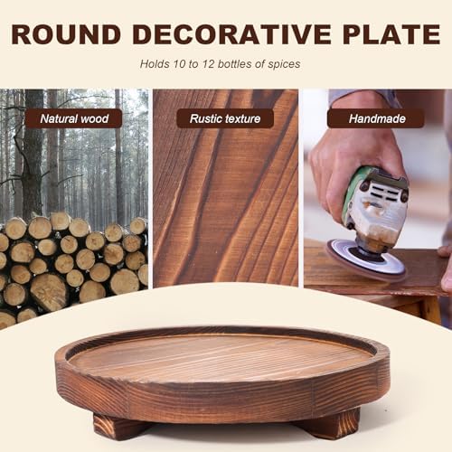 DEBETOOL Round Rustic Wood Decorative Tray - Image 4