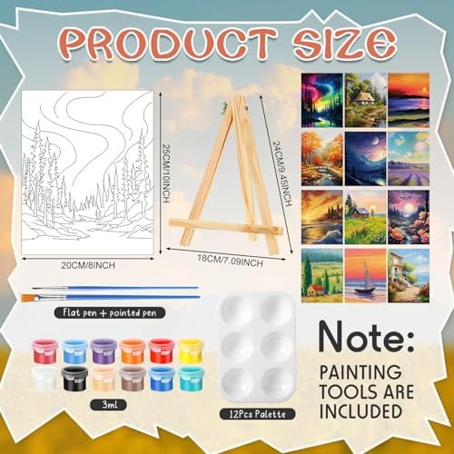 Zhanmai 72 Pcs 12 Sets Sip and Paint Kit Pre Drawn Canvas for Painting 8" x 10" Paint Party Canvas Painting Pre Printed Canvases for Party Favor DIY Virtual Adult's Date Night(Natural Scenery) - Image 2
