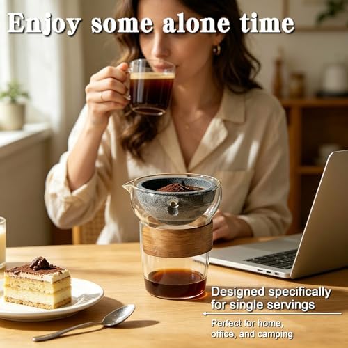 Glass Pour Over Coffee Maker Set, Ceramic Drip, No Paper Filters Needed - Image 4