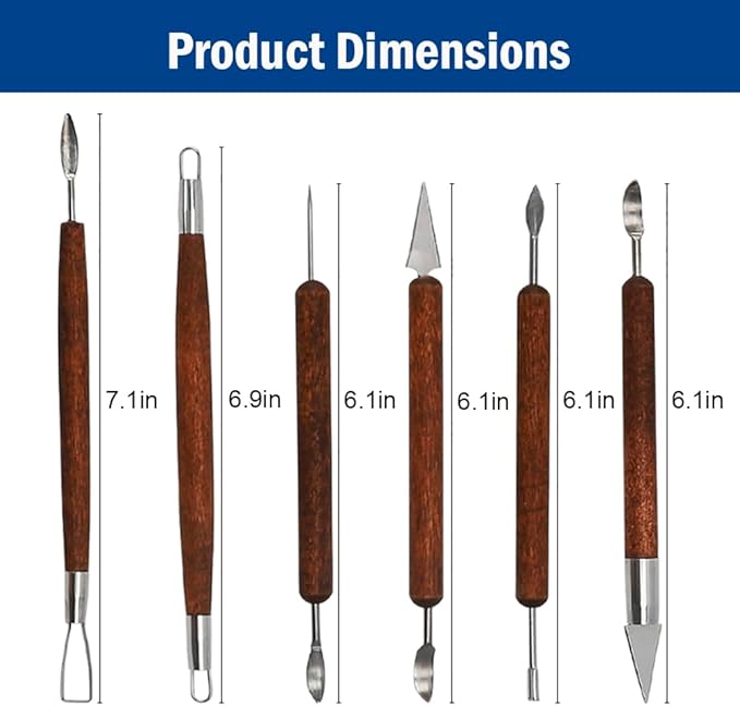 Clay Tools Sculpting for Polymer Air Dry Modeling Clay Beginners & Professionals Ideal for DIY Pottery & Ceramics Tools Double-Sided Polymer Carving Tools Kit 6pcs