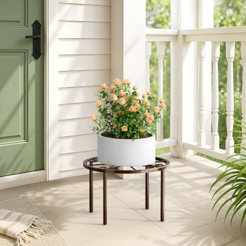 bussdis 1 PCS Plant Stand,-Heavy Duty Metal Stand Decorates Plants, Anti-Rust Flower Pot Stand, Round Plant Rack for Room Indoor and Outdoor Courtyard,Gardens, Brown. - Image 2