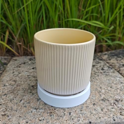 Cuteforyou 3.75 Inch Modern Textured Ceramic Succulent Planter Pot (No Plant Included) – Perfect for Small Plants, Cacti & Desk Decor – Lightweight & Durable，Yellow - Image 3