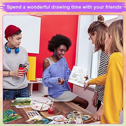 Teling 12 Pcs Pre Drawn Stretched Canvas Kit for Adults Painting Pre Printed Canvas Outline for DIY Painting Party Favor,6 x 6 x 0.6 Inches(Landscape) - Image 6