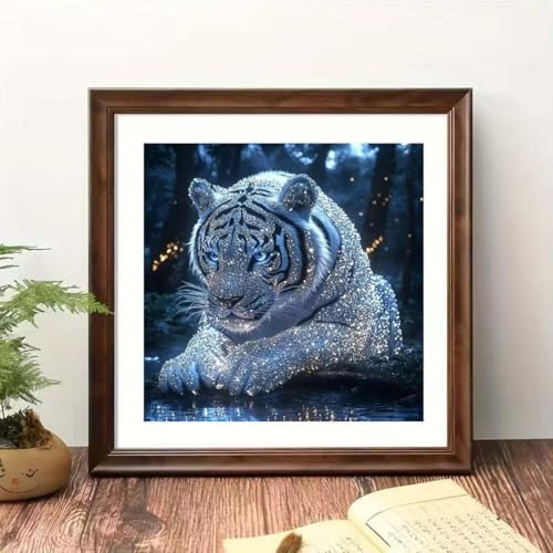OJTOYART Diamond Art Kits for Adults Beginner-5D Diamond Paintings Kits for Luminous Tiger Full Round Drill Diamond Dot Gem Art Painting Kits,for Home Wall Decor 13.79 X 13.79 Inch - Image 2