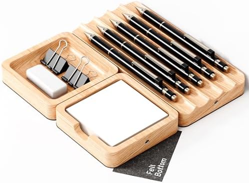 COREMINDED Modular Office Desk Organizer Tray Set - Solid Wood Desk Tray with Felt Lining - Desktop Organizer Wood Desk Accessories - Set A by COREMINDED