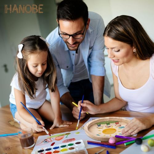 Hanobe Unfinished Round Wooden Craft Trays for DIY Decorative Plate - Image 4