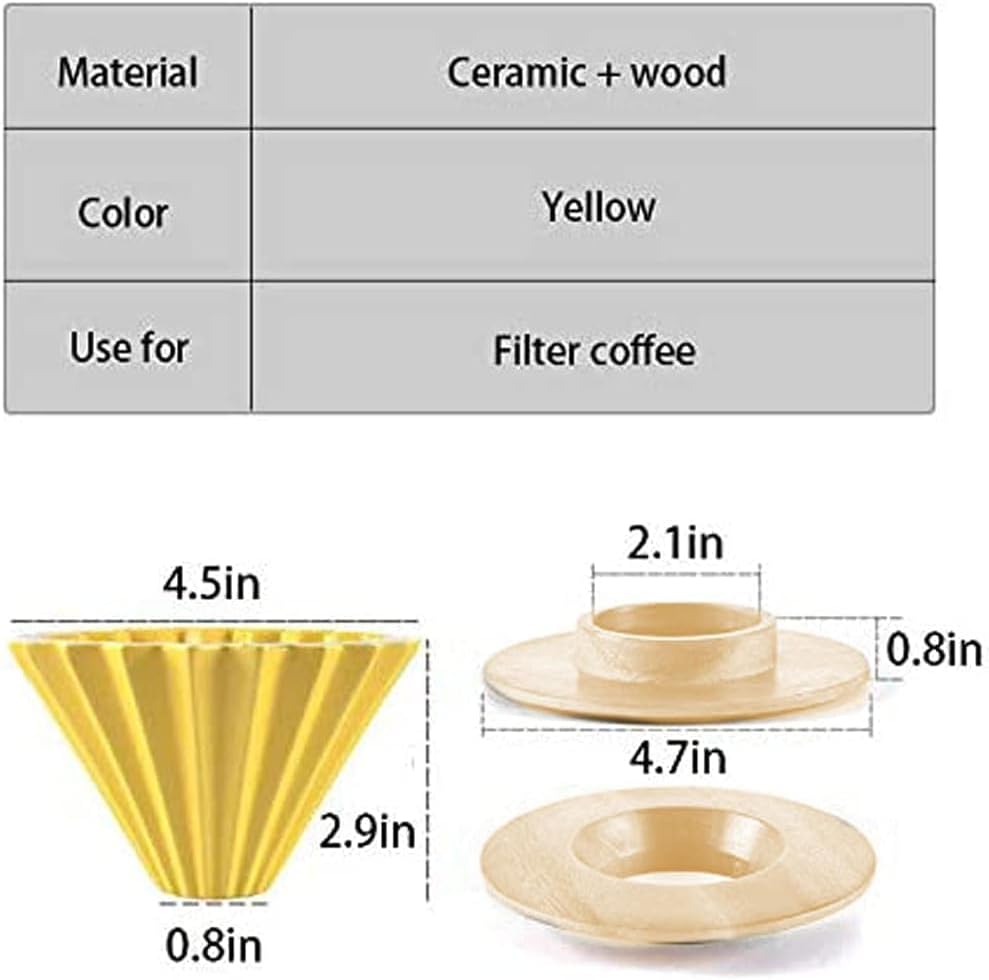 Ceramic Coffee Dripper Pour Over Coffee Maker with Wood Stand Elegant Flower Shape Filter - Image 2