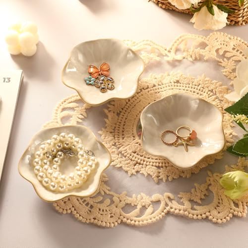 Teenyyou 8 Pcs Ceramic Jewelry Dish Bulk Small Trinket Tray, White - Image 3