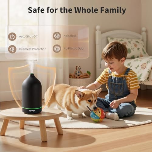 URPOWER 120mL Ceramic Essential Oil Diffuser Quiet Diffusers for Home - Image 4
