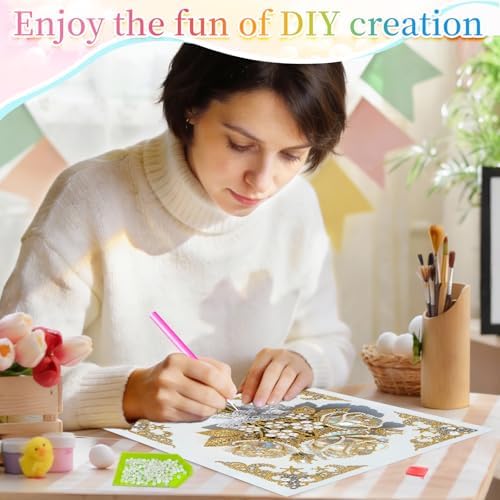 Xylzzuit DIY Pearl Painting Canvas Tote Bag Kit 11.42IN Diamond Art Handbag for Women Shopping Grocery Bag Dots Beads Art Craft Gift (Flower01) - Image 5