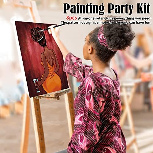 8 Pack Pre Drawn Canvas for Painting for Adults Sip and Paint Party Supplies Painting Kit 12x16 inch Stretched Outline Canvas Paint Party Favor for Artist Beginners - Image 3
