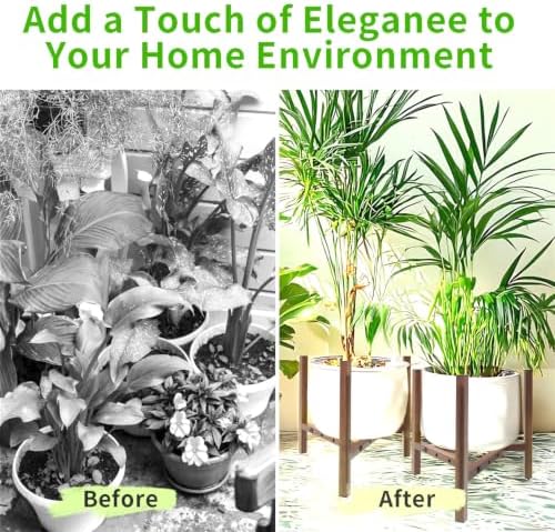 Airpark Adjustable Metal Plant Stand, Stable Plant Pot Flower Holder Indoor Outdoor Corner, Fit 8 9 10 11 12 inch Pots, Wood-Grain (Pot & Plant Not Included) - Image 5