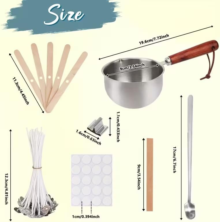 Soy Wax Candle Making Kit with 2 Wick Types & Melting Pot- All-in-One DIY Candle Making Supplies for Beginners, Includes Wax, Wick Stickers, Holders, Wick Placing Tube Tools for Homemade Container - Image 2