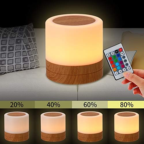 Nursery Night Light for Kids, USB Rechargeable Small Desk Lamp,13 RGB Colors & 4 Brightness & 1 Remote, Touch Bedside Cordless Table Lamp, Portable Night Lamp for Bedroom Living Room Home (Brown) - Image 5