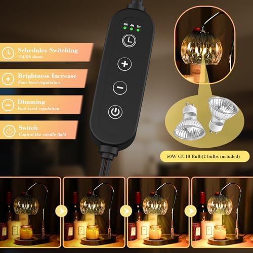 Candle Warmer Lamp with Timer & 4-Level Dimmer, Modern Decor - Image 2