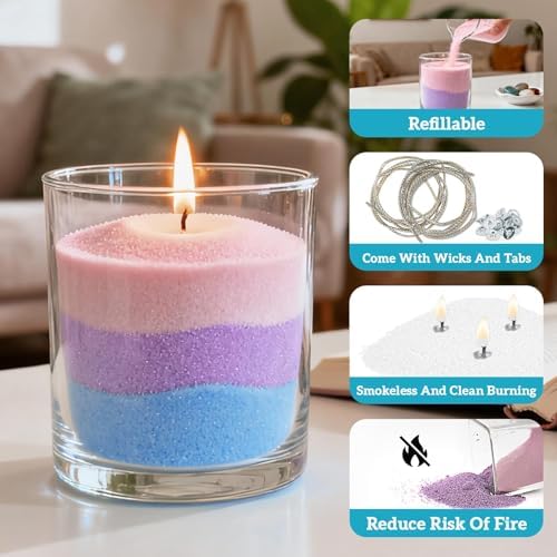Sukh 15oz Sand Candles with Wicks - Colored Candle Sand Refillable Wax - Image 5
