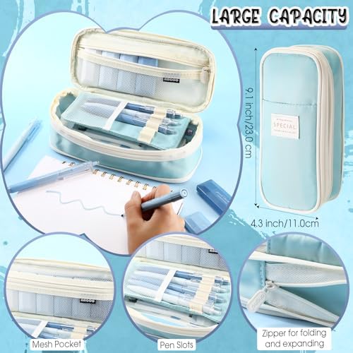 38pcs Aesthetic Office Supplies Kit, Light Blue Color, Classic - Image 3