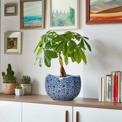 Ceramic Pots for Plants - 8 Inch Round Planter with Drainage Hole, Round Decorative Plant Pots for Indoor Outdoor, Modern Unique Flower Pot, House Living Room Decor, Home Gifts, Blue - Image 6