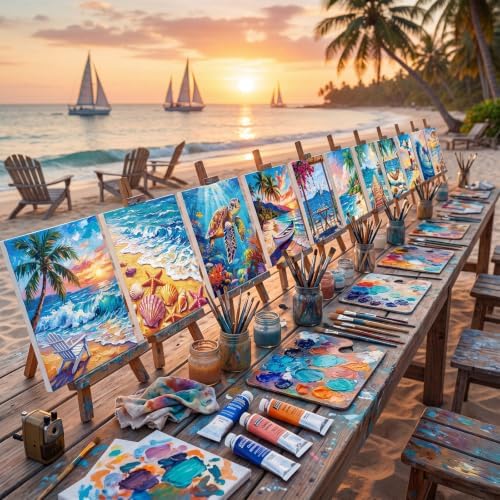 Sherr 24 Pcs Pre Drawn Canvas for Adult, Beach,Scenery, 8 x 10 Inch - Image 2